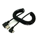 90 Degree Angle USB 2.0 Male to Micro USB Male Charge Sync Coiled Cable