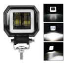 Motorcycle Waterproof Angel Eyes LED Spotlights Headlight Light Square