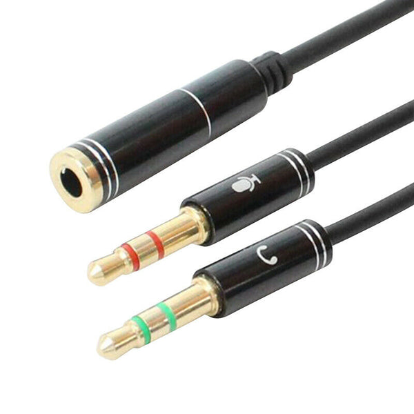 3.5mm Headphone Microphone Stereo Audio Y Splitter Cable Female Pair 2 Mal KMG