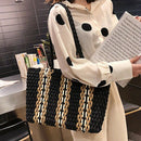New Portable Square Stripe Straw Bag Fashion Large Capacity Woven Shoulder