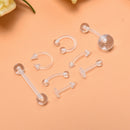 8Pcs Transparent Clear Acrylic Nose Ear Lip Belly Flexible Body Piercing Jew Gw