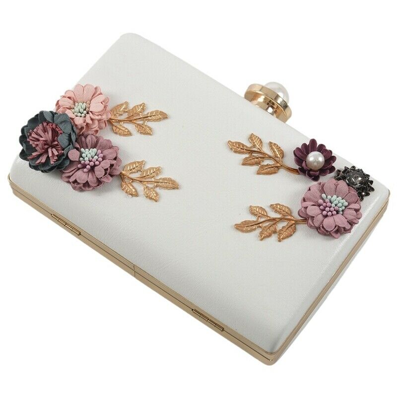 Fashion Women Leather Evening Bag Dinner Party Lady Wedding Flower Clutch P P6U8