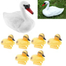 Floating Duck Ducklings and Swan Fish Pond Ornament Plastic Decoy Lifesize