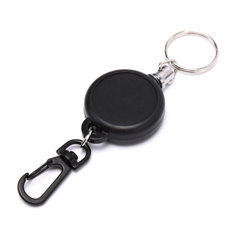 1PC Retractable Pull Key Chain Reel ID Badge Black Card Holder 60CM KeyringB Gn