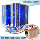 6X Pipe 4 Wire Single Fan With Blue Light Cpu Fan Cpu Heatsink For Intel 77