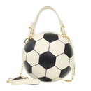 Round Shoulder Bag Women Totes Chain Messenger Handbag (Football White)