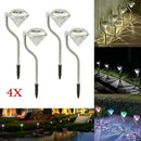 4 X Solar Powered Lawn Garden Bend Pole Diamond Stake Light Color Changing