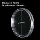 100PCS 20MM Round Coin Case Storage Box Plastic Coin Collecting Holder Acrylic
