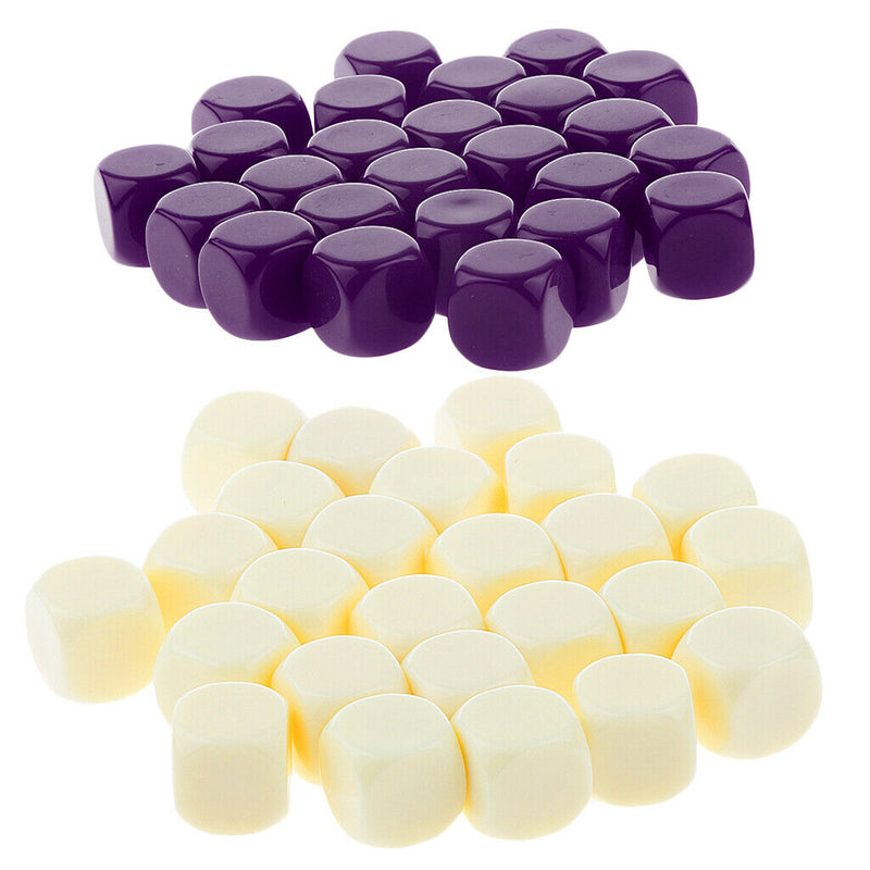 50 Pieces Opaque Blank Dice D6 for D&D RPG MTG Party Games Purple + Beige
