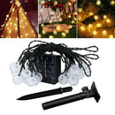 LED Solar Fairy Light Bulb String Outdoor Wedding  Warm White 9.5m 50Bulbs