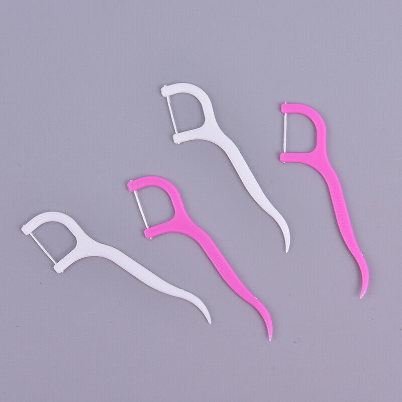 100 Pcs Disposable Dental Flosser Interdental Brush Teeth Stick Floss Oral C Nw