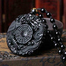 Black Obsidian Carving Wolf Yin Yang Dragon Phoenix Favor Necklace New Pend I9S2