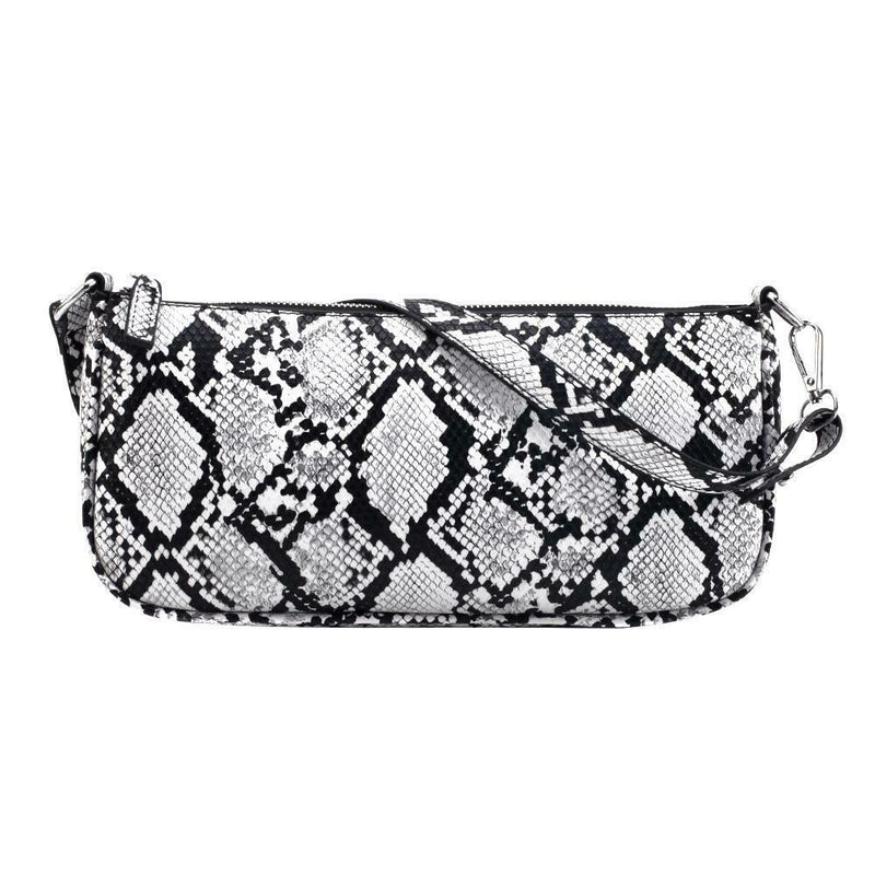 Retro Serpentine Print Women PU Leather Handbags Shoulder Bags (Black)
