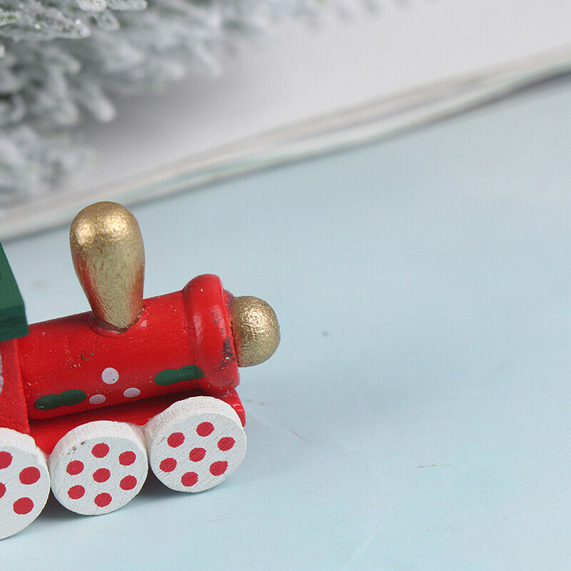 6PCS/Set Christmas Tree Decorations Wood Painted Train Heads BX