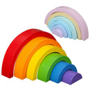 Colorful Wood Rainbow Building Blocks Toys Creative Assembling Blocks Circl A1P9