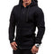 Men Fashion Hip Hop Pocket Zip Up Hooded Sweatshirt Casual Solid Long Sleev R5I6