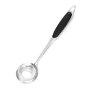 Home Kitchen Plastic with non-slip handle Stainless steel ladle black silve J4A9