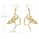 Retro Art Abstract Cutout Face Dangl Drop Earrings Ear Stud Hollow Ear JewelryJR