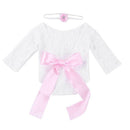 2pcs Newborn Shoot Photography Props Girls Lace Rompers Headband (Pink) A