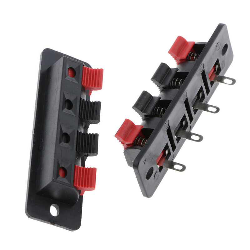 4 Way Speaker Terminal Strip Block Push Release Connector, Audio Cable Clip