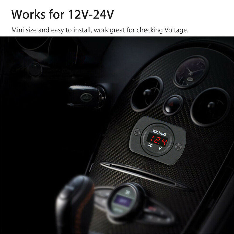 Durable Car Motorcycle Led Battery Gauge Digital Voltmeter Easy To Use 12-24V