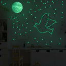 Star Moon Luminous Wall Stickers Kids Room Fluorescent Ceiling Decals (B) A