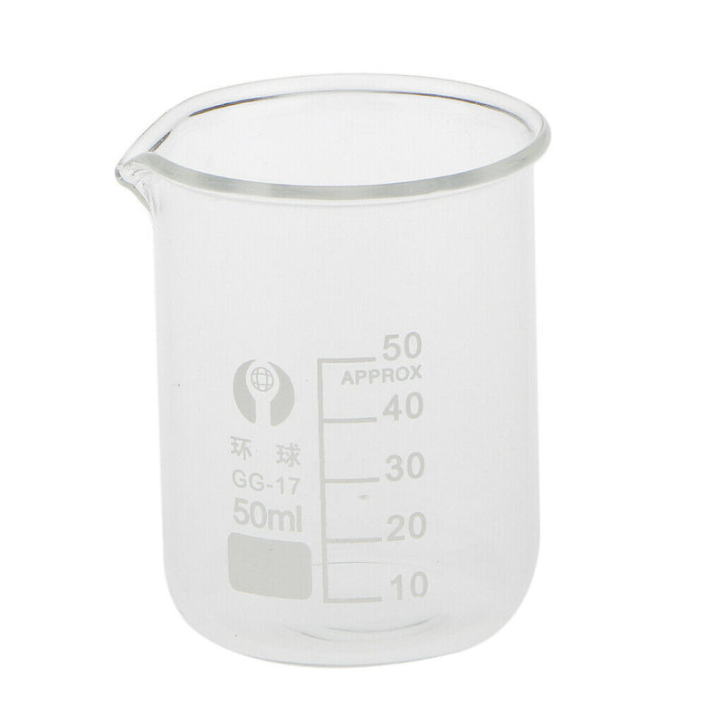 50ml Borosilicate Glass Beaker -- Graduated Low Form Measuring Beakers - Lab