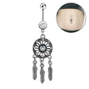 Feather Rhinestone Navel Ring Belly Button Bar Ring Dangle Body Piercing Jewe %a