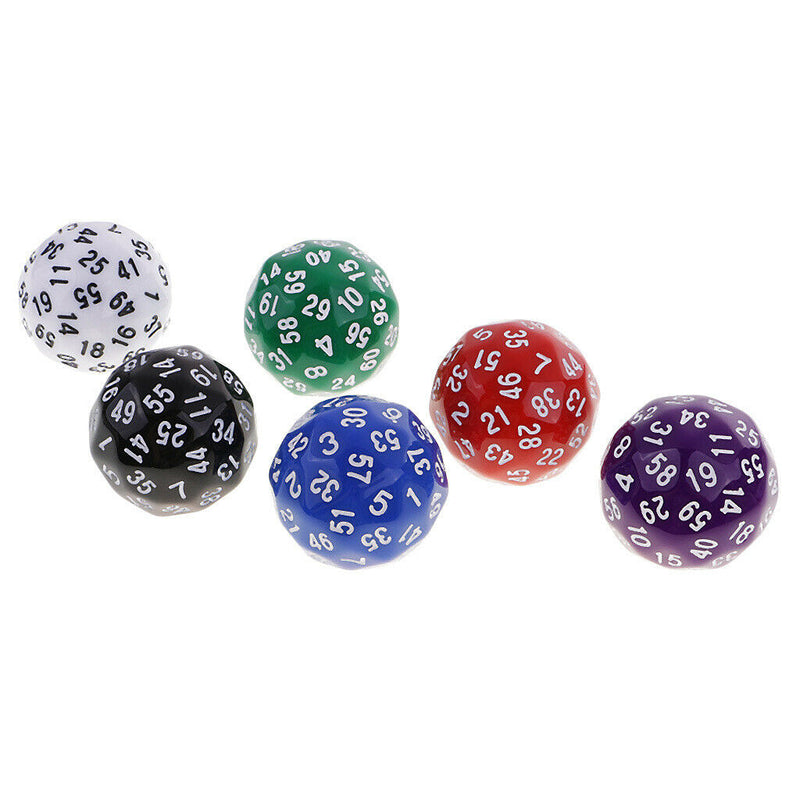 6pcs 60 Sided Dice D60 Polyhedral Dices Number 1-60 for Dungeon & Dragons RPG