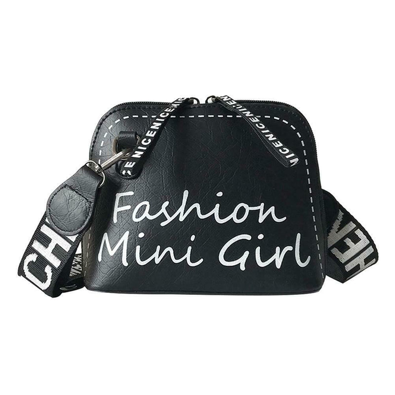 Fashion Women Wide Shoulder Strap Bag Leather Messenger Bag Purse (Black)