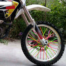 144Pcs Motocross Dirt Bike  Wheel Rim Spoke Wraps Skins Cover Red/White
