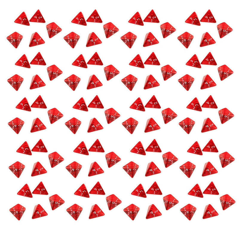 100 Dice Multi-Played D4 Dice for Role Playing Games - Red