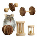 Pack of 5 Hamster Chew Toys - Natural Wooden Pine Dumbells Exercise Bell Ro