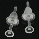 50pcs Clear Plastic Stem Rubber Anti-Allergy Ear Stud Replacement Earring