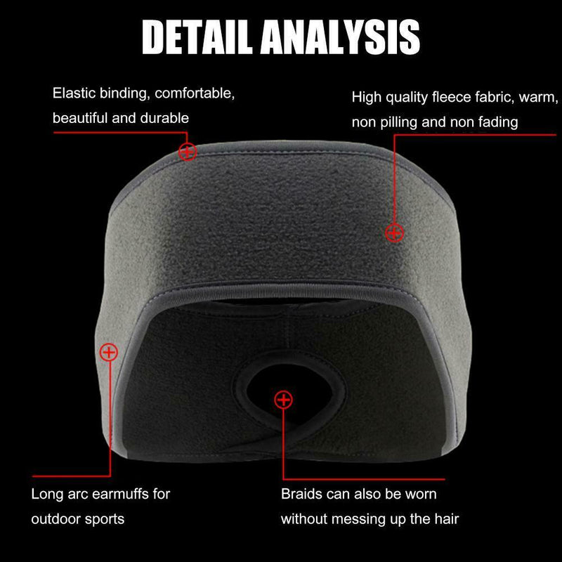Outdoor Fleece Ponytail Headband Yoga Running Fitness Warm Sweatband (Grey) A