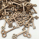 50x Mixed Key Shape Unfinished Wood Cutout Chips Pieces for DIY Art Craft