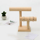 2-Tier Wooden T-Bar Jewelry Bracelet Watch Bangle Necklace Display Holder S