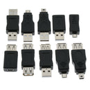 Black OTG USB Mini Micro Male to Female Connector, USB Adapter Support Data Sync