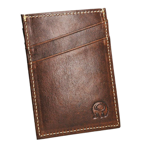 2-Sided Vertical Credit Card Holder, Leather Minimalist Wallet 5 Slots, Thin