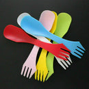 6 Plastic Camping Hiking Spork Spoon Cutter Fork Combo Travel Cutlery Uten S7E9