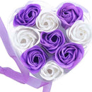 9Pcs Scented Rose Flower Petal Bath Body Soap Wedding Party Gift(Purple+Whi