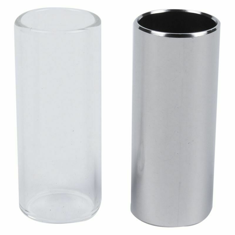 2 Pieces Glass Slide and Metal Slide for Guitar, Bass, Medium (6 cm)