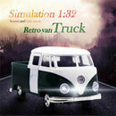 Green simulation 1:32 sound and light music pull back retro van truck expre