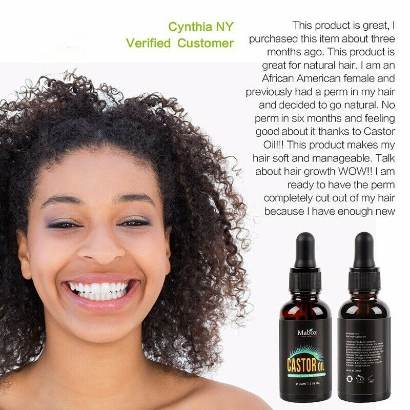 Mabox 30 ML Hair Essential Oil Natural Castor Oil Eyelashes Eyebrow Growth  W8G4