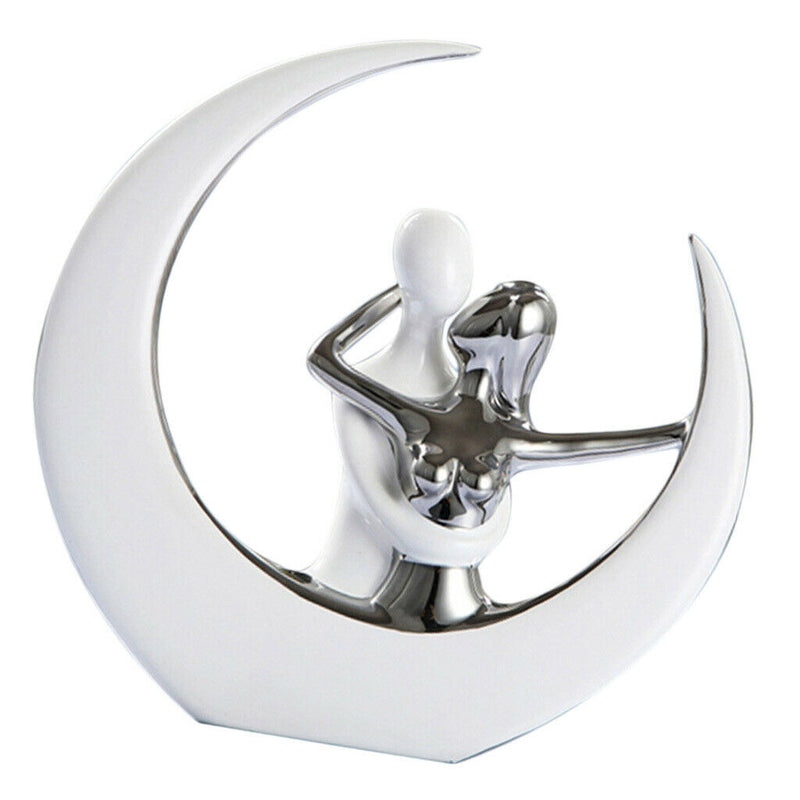 Creative Lovers On Moon Ceremic Sculpture Statue Living Room Bedroom Decor Party