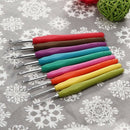 9Pcs crochet needles 2-6mm Rubber handle Multicolor
