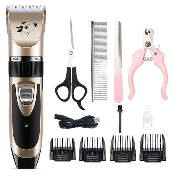 Low Noise Dog Cat Hair Trimmer Rechargeable Pet Animal Grooming Clippers