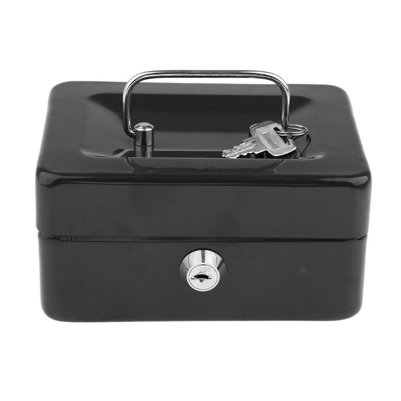 Small Cash Box with Key Lock Portable Metal Money Box with Layer & 2 Keys for