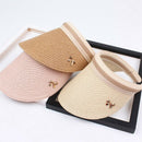 Empty Top Women'S Straw Hat Women'S Summer Sun Hat Ladies Bow Beach Hat Adu