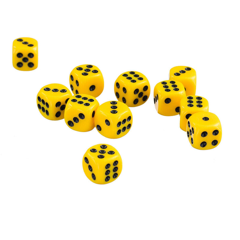 50pcs 12mm Six Sided Spot Dice Games D6 for  Wargaming D&D RPG Yellow